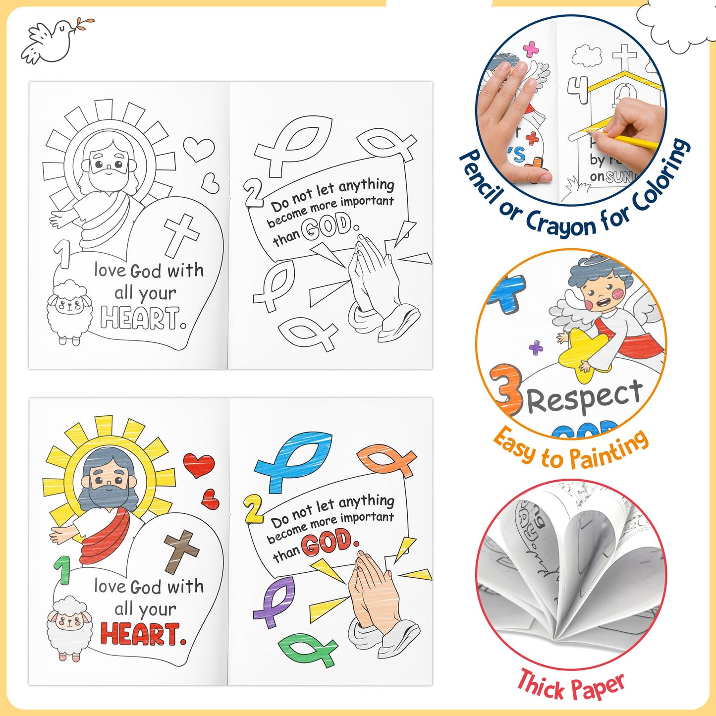 Japbor The Ten Commandments Coloring Books - 24Pcs Christian Coloring Books Bulk 10 Commandments Crafts For Kids, Religious Part