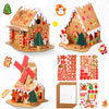 Sumind 3 Sets Christmas Gingerbread House Kit Small Xmas DIY Craft Kit Mini Christmas Cardboard Make-a-Gingerbread House Craft f