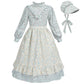 FCCAM Prairie Colonial Dress Girls Long Sleeve Pioneer Dress Costume Floral Pioneer Girl Laura Ingalls Wilder Green S