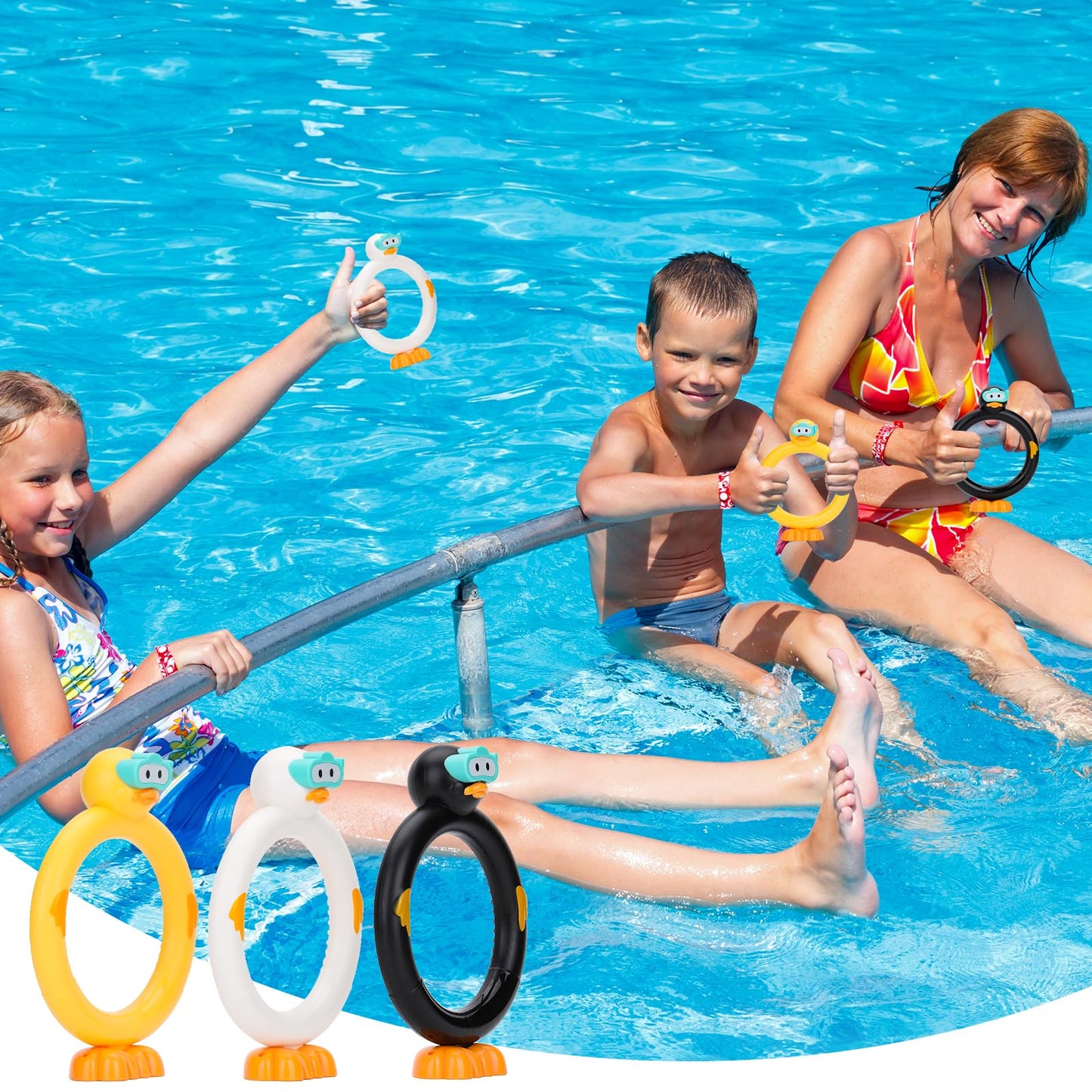 Ddzoou Pool Diving Toys Set - 3Pcs Fun Pool Games For Kids,Clown Ring Dive Toys For Boys And Girls,Ideal For Perfect Pool Time!