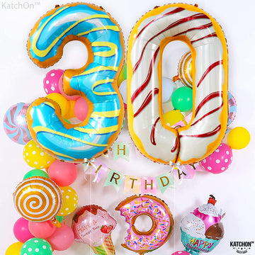 Katchon, Donut Balloon Number 0-40 Inch | Donut 0 Balloon Number For Donut Party Decorations | Donut 0 Balloon For Sweet Theme Party Supplies | Donut Birthday Balloons, 0 Digit Balloon, Zero Balloon