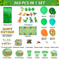 Hjingy 353 Pcs Dinosaur Party Decorations, Dinosaur Birthday Party Supplies For Kids Include Dinosaur Foil Balloons, Happy Birth