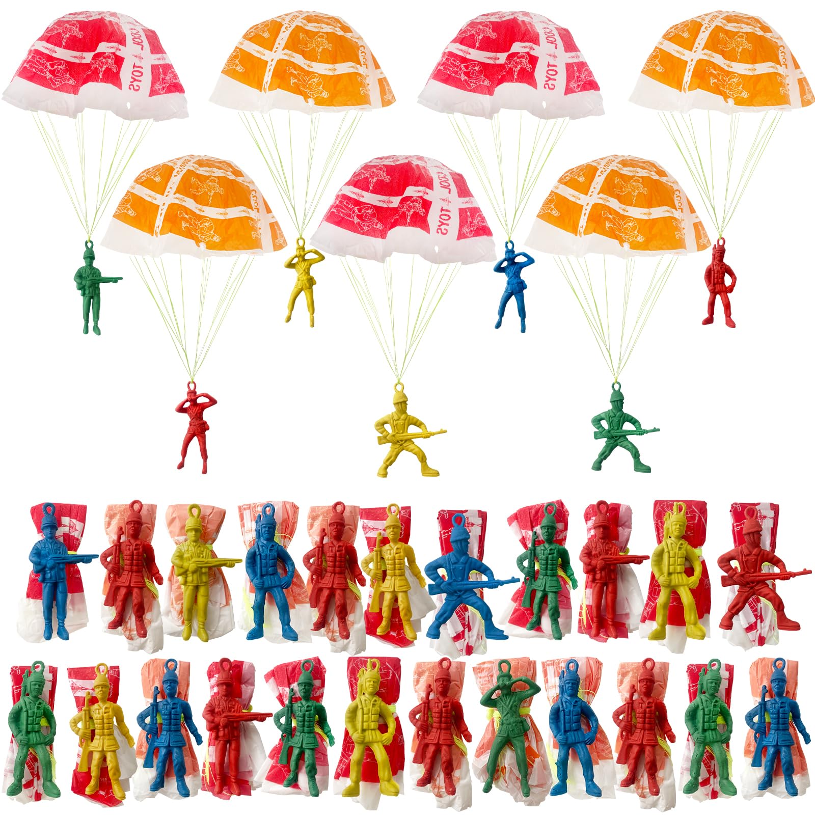 OJYUDD 50 PCS Parachute Toy Mini Paratroopers Army Parachute Flying tossing Outside Toys Tangle Free tossing Toy Parachute for Toddlers Party Favors