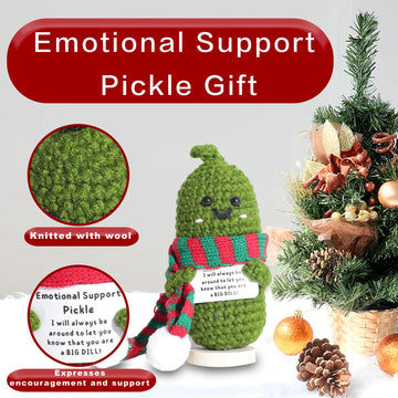 Ruifengsheng Emotional Support Pickle, Handmade Emotional Pickled Cucumber Gift With Positive Card Creative Cute Wool Inspiratio