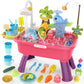 Color Changing Kitchen Play Sink Toys with Running Water for Kid,Electric Dishwasher Playing Toy with Animals, Food, Tableware A