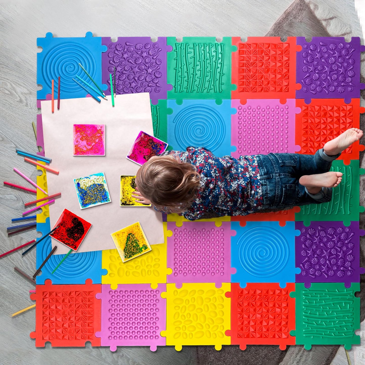 Onyoloy Foam Play Mat For Kids: 12 Pieces Square Eva Foam Interlocking Tile Floor Puzzle Mat, Infant And Toddler Play Mat, Soft