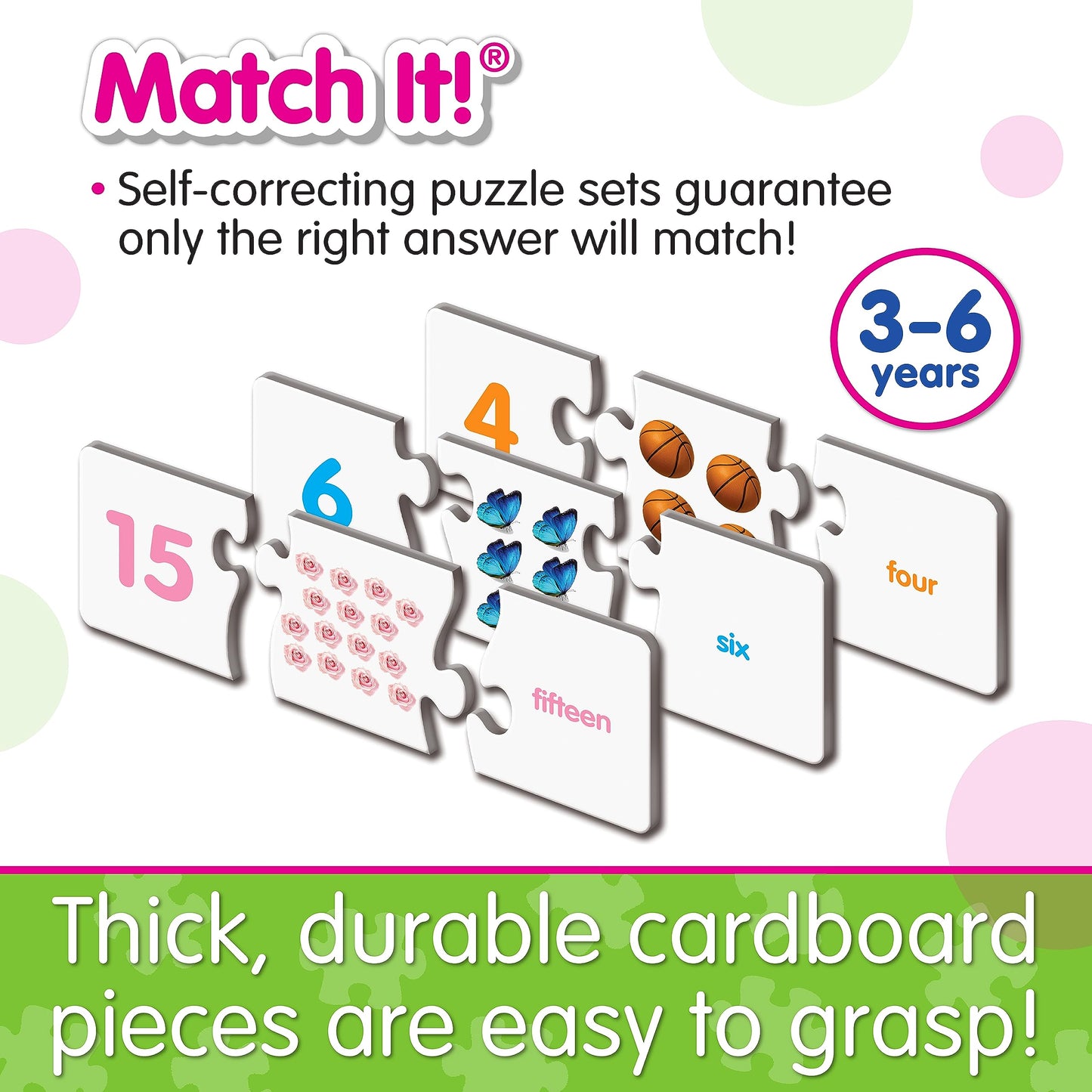 The Learning Journey Match It! Numbers Puzzles - Self-Correcting, Cardboard, Multicolor, Model 116432