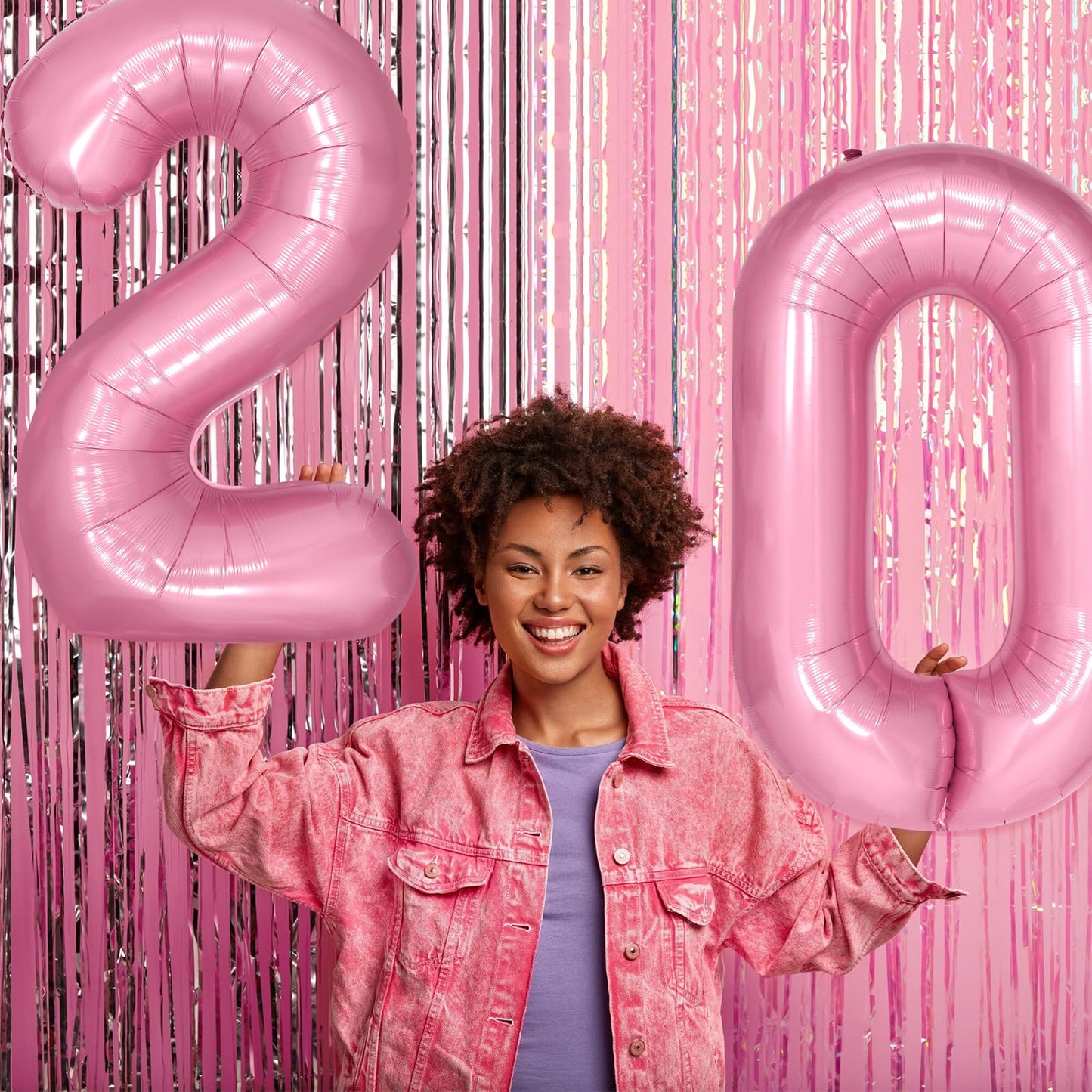 Paticool 40 Inch Pink Number Balloon 0, Large Number Foil Mylar Balloons For Birthday Party Celebration Decorations Supplies, Di