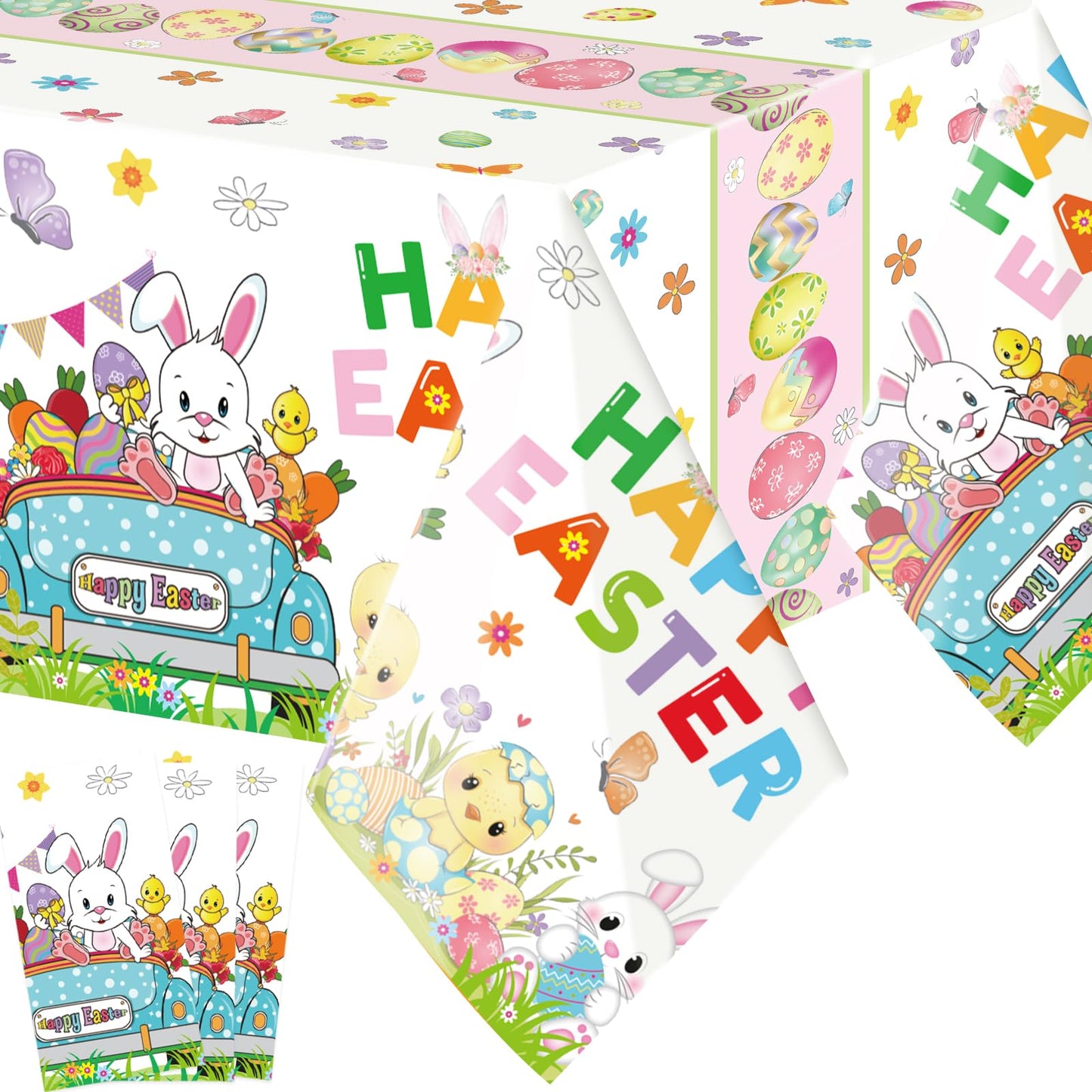 ceiba tree Easter Tablecloths Disposable Plastic 3 PCS Tablecloth Spring Party Supplies Table Decorations Decor 108 X 54 inch