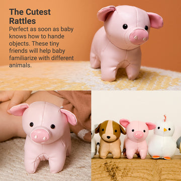 Little Big Friends Tiny Friends | Rattle Toy | Special Stuffed Animal | Easy To Clean | Leon The Pig