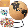Feifeiya Personalized Cork Globe with 100 National Flag Push for Traveler 13'' H X 9.9'' Dia World Travel Map the Places You'll 