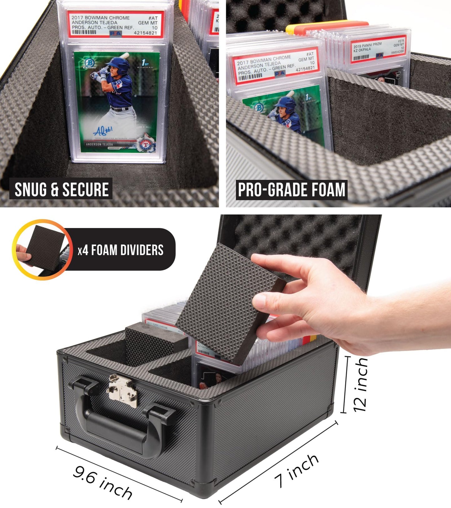 SLAB protective covering 2 Row Graded Card Storage Box PSA Card Slab Case For Graded cards Holds 80+ Slabs 2 Row Graded Card Case for PSA Slab Box Graded 2 Row Card Storage Box Sports Baseball Card Collector Gifts