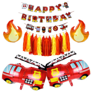 Atpata Funky Fire Engine Fire Fighter Truck Balloons Fire Brigade Theme Fire Van Birthday Party Balloons & Decorations (Fire Tru