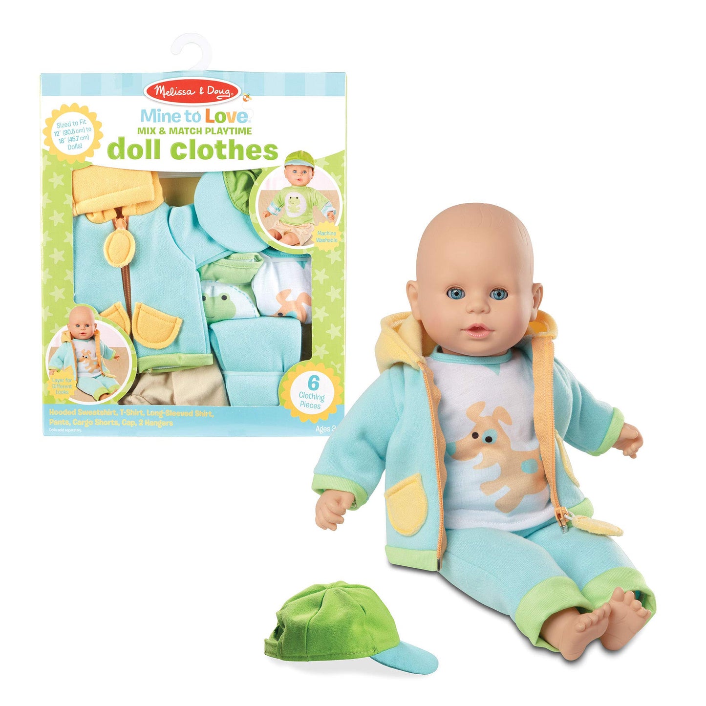 Melissa & Doug Mine To Love Mix & Match Playtime Doll Clothes For 12”-18” Unisex Dolls (6 Pcs)