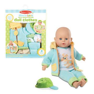 Melissa & Doug Mine To Love Mix & Match Playtime Doll Clothes For 12”-18” Unisex Dolls (6 Pcs)