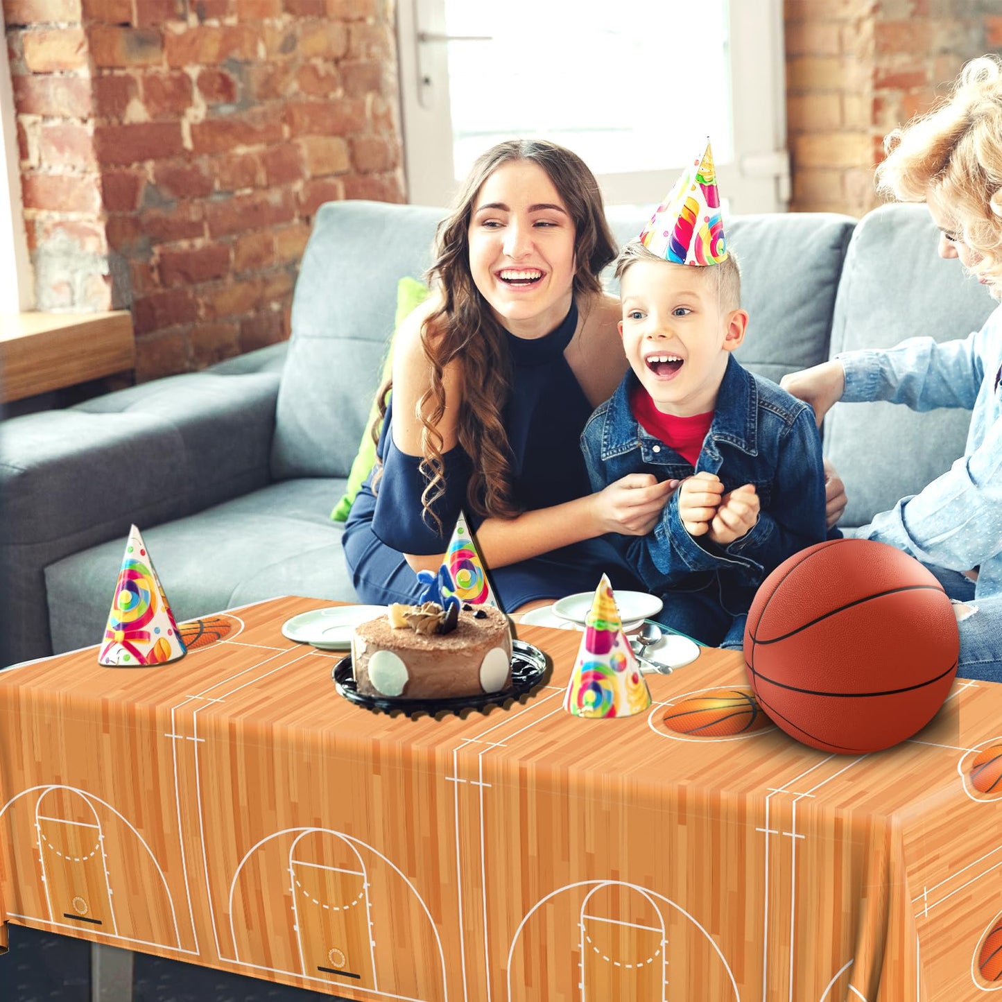 Dydamud Basketball Tablecloths 2Pcs Basketball Court Tablecloth Disposable Sports Ball Party Table Covers Plastic For Kids Boys