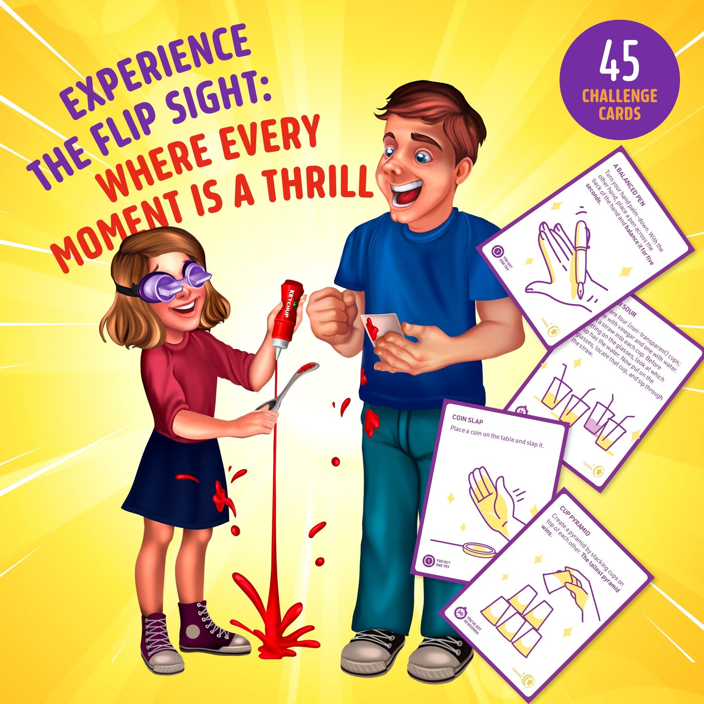 Dan&Darci Flipsight Upside Down Goggles Challenge Family Game For Kids And Adults - Kid Games For Boys & Girls 8-12 - Gifts For