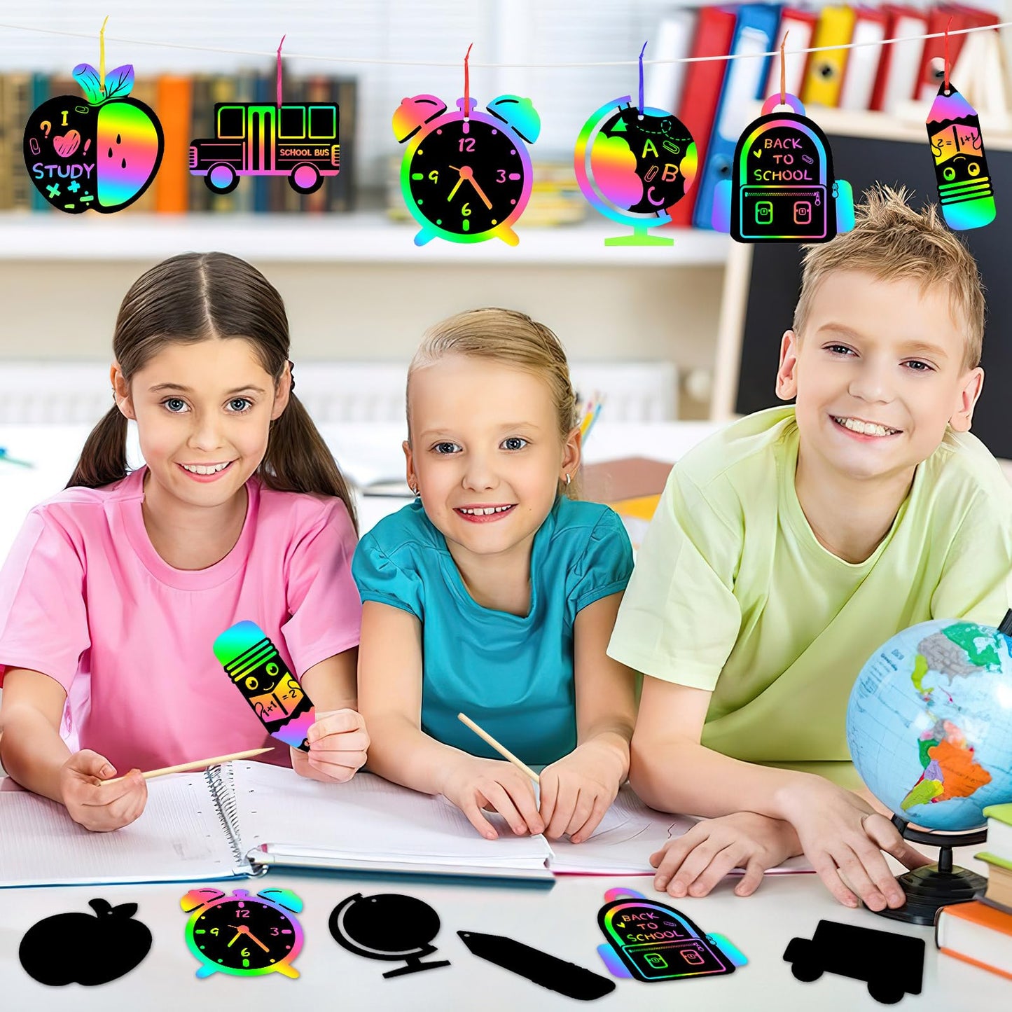 Julmelon Christmas Scratch Art, 36 Pcs Christmas Crafts Kits For Kids Rainbow Magic Scratch Paper Cards Xmas Hanging Ornaments D
