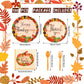 Spiareal 100pcs Thanksgiving Paper Plates and Napkins Pumpkin Theme Party Disposable Dinnerware Give Thanks Tableware for Thanks