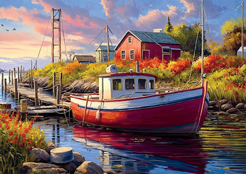 Buffalo Games 500 Piece Jigsaw Puzzle - Old Boathouse - Large Multicolor - Challenging Adult Puzzle - Model 37009