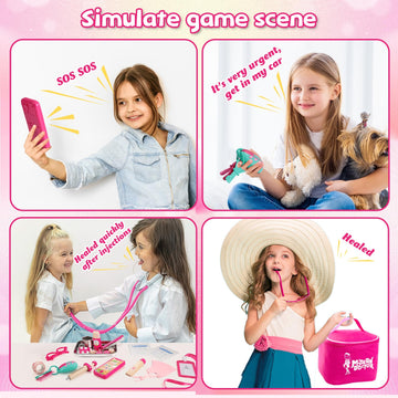 Sundaymot Doctor Kit for Girls, Doctor Kit for Toddlers 3-5, with Medical Bag, Real Stethoscope and Other Accessories Kids Docto
