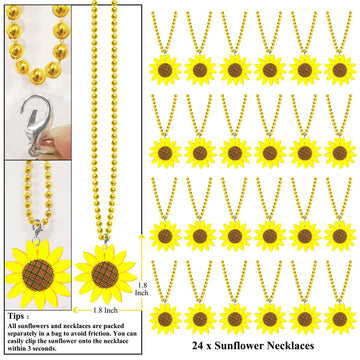 KeeStar 24 Pack Sunflower Necklace Party Favors for You are My Sunshine Themed Baby Shower, Friendship Party, Birthday, School C
