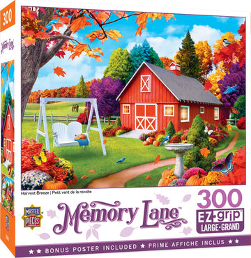 Masterpieces - 300 Piece Jigsaw Puzzle, Large Ez Grip Shapes, Harvest Breeze, Fun For Adults, Seniors, Family, Kids, Non-Glare F