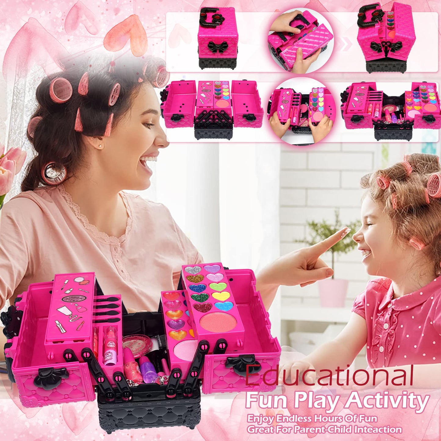 Makeup Kit Toys for Girls - Kids Makeup Kit for Girl Washable Real Make-up Kit Toy for Little Girls, Toddler Make up & Non-Toxic