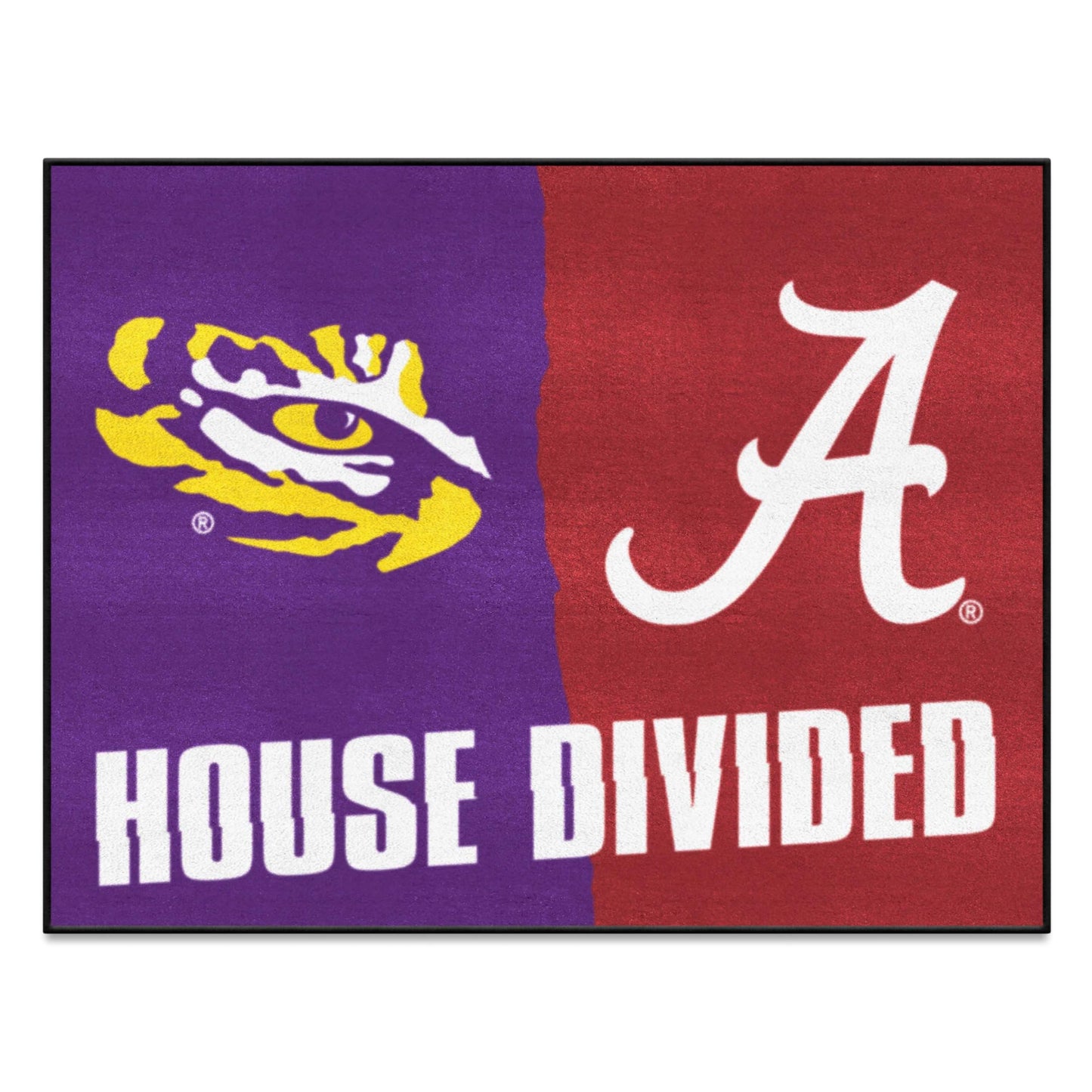 FANMATS 17150 LSU / Alabama House Divided Rug - 34 in. x 42.5 in.