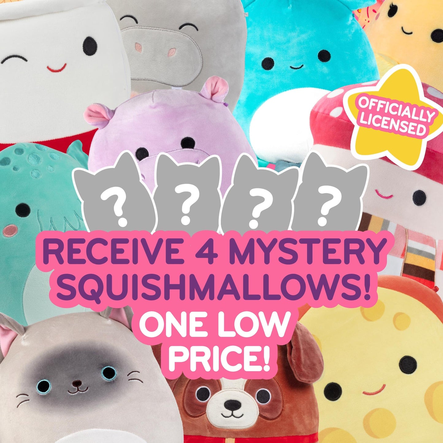 Squishmallows Mystery 10-Inch 4-Squish 2025 Value Pack - Get Four Large Official Jazwares Plush for Less - Collectible Soft & Sq