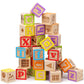 SainSmart Jr. Wooden Alphabet Blocks 1.73 Inch  30Pcs Building Blocks Including Letters  Numbers and Animals  Montessori Wooden Blocks for Preschool Toddlers