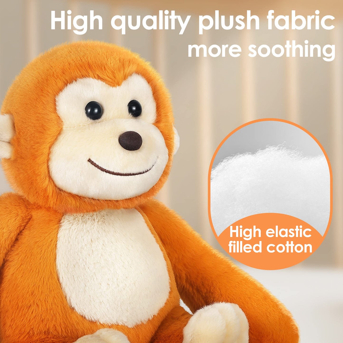 Iplay, Ilearn Baby Monkey Stuffed Animal, 12' Infant Soft Hide Seek Soft Plush Toy, Newborn Babies First Birthday Gift, Cute Stocking Stuffer For 0 3 6 9 12 Month, 1 2 3 Year Old Toddlers Girl Boy Kid