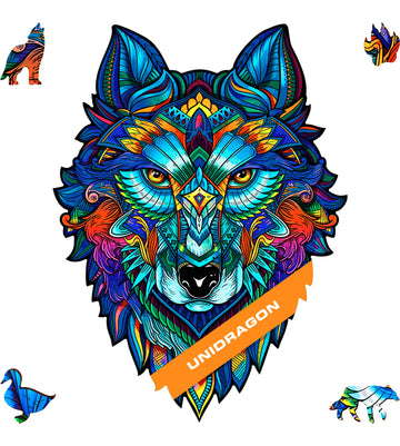Unidragon Wooden Puzzles For Adults Unique Jigsaw Puzzles - Small Majestic Wolf Small 6.7' ?9.5 99 Pcs Deko With Cut 0.03 Mm Wood Accuracy Animal