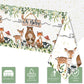 Rejoice Bunny 3Pcs Woodland Baby Shower Tablecloth Boys Girls Safari Jungle Wild Animal Party Decorations Nature Sage Forest Tab