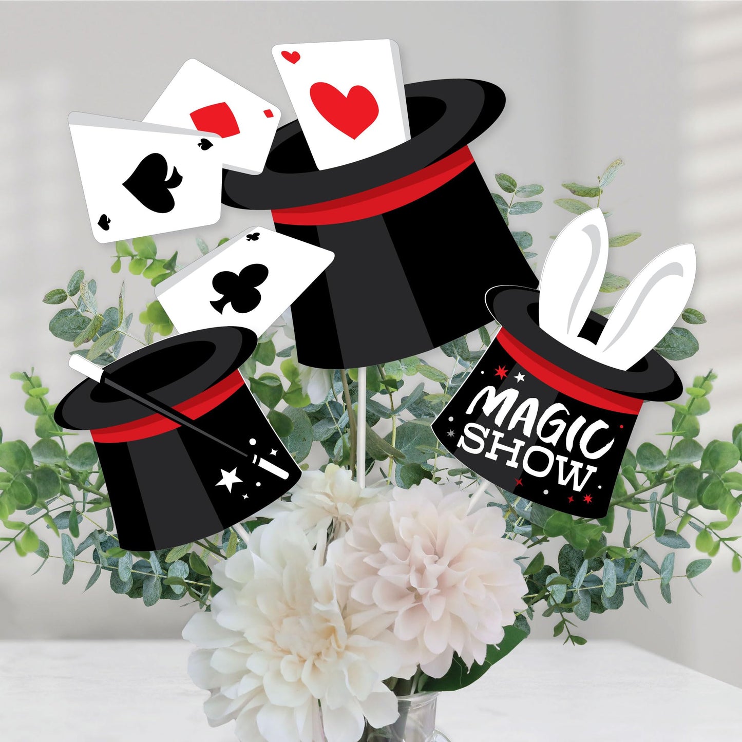 Big Dot of Happiness TaDa, Magic Show  Magical Birthday Party Centerpiece Sticks  Table Toppers  Set of 15