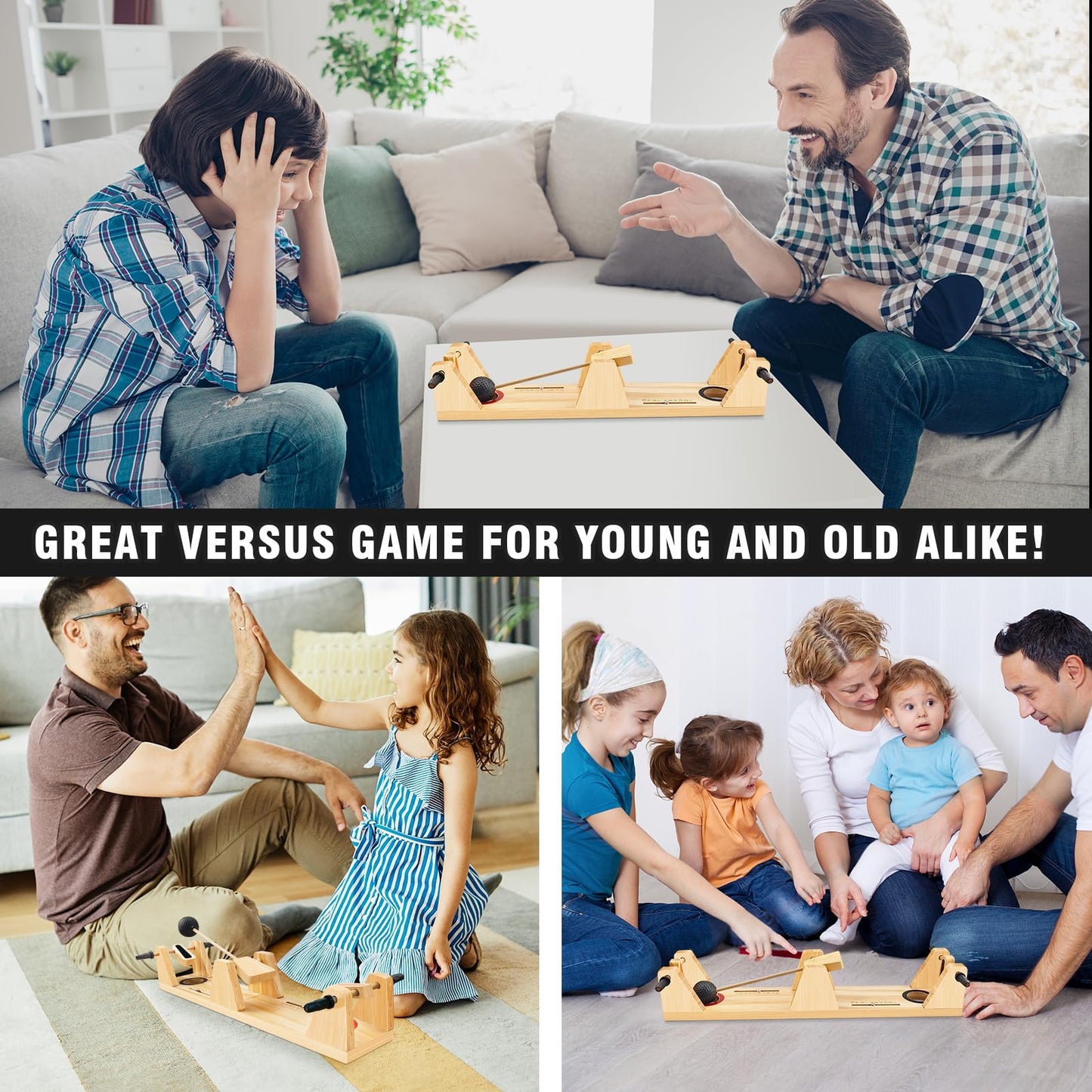 Juwano Volleyshot, Suitable For All Ages Volleyshot Tabletop Game, Entertaining Wooden 2-Player Tabletop Skill Game For Parties