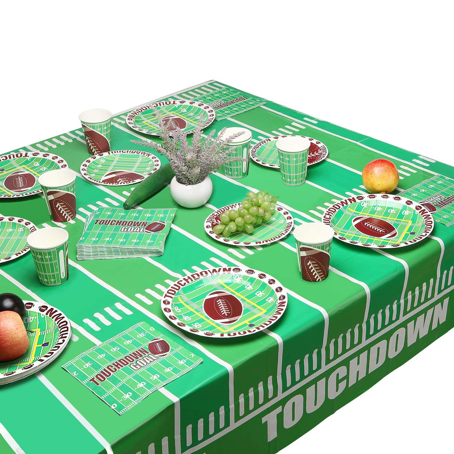 Gatherfun Football Theme Party Disposable Tablecloth Plastic Touchdown Table Cover for Birthday Football Party Games Decoration