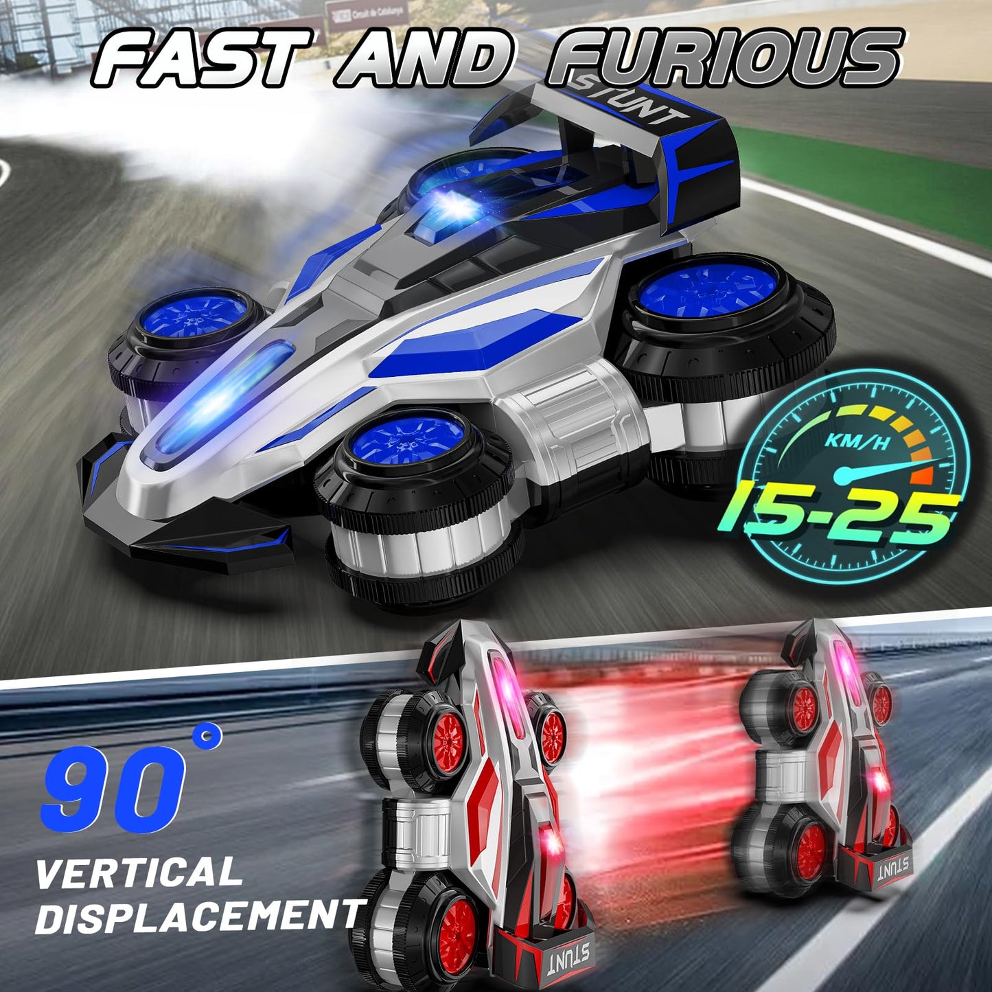 ZSYMIMRC 8865E High-Speed Drift RC Car, 360° Rotating Stunt Toy, Blue, Plastic, Ideal Birthday Gift for Kids Aged 6-16