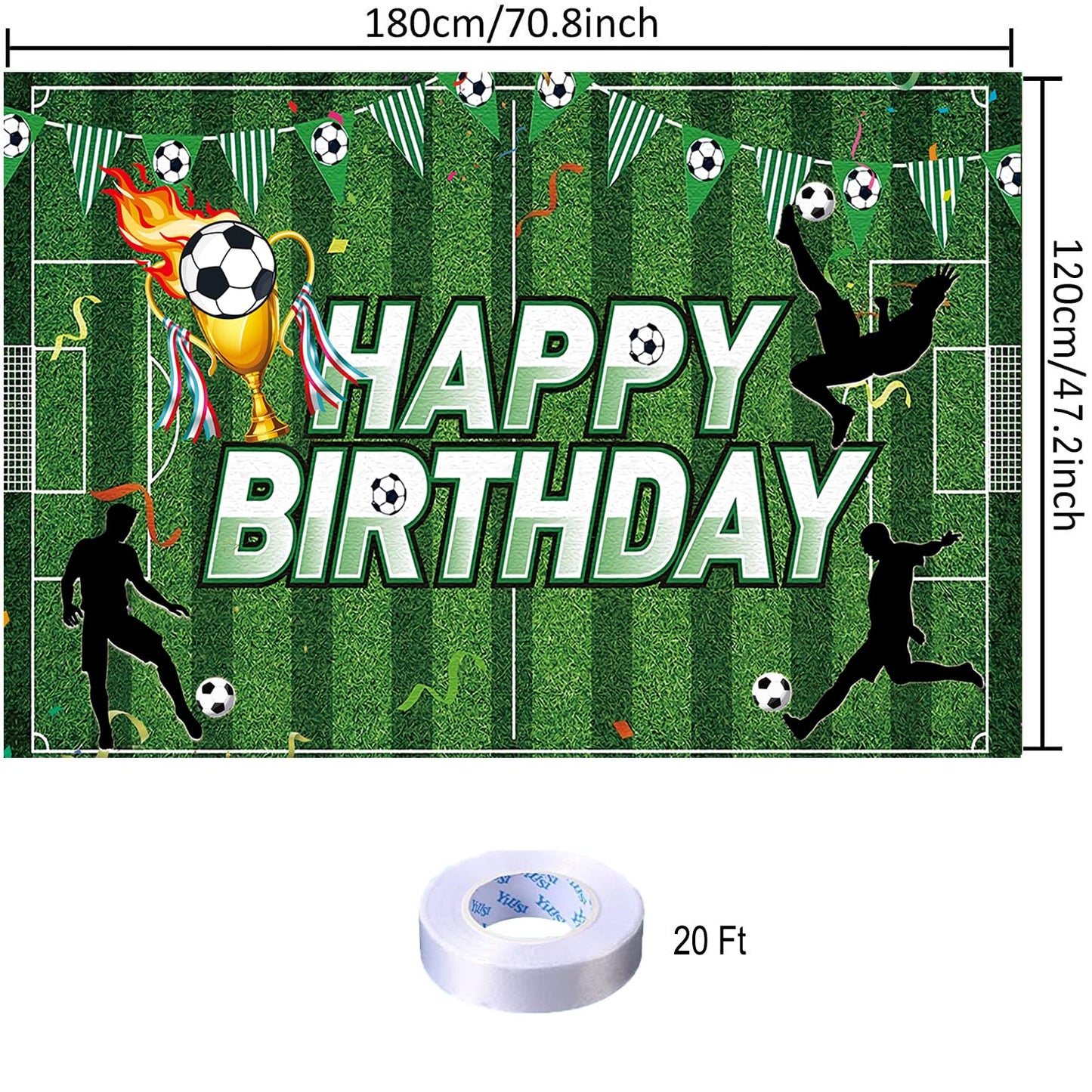 Soccer Birthday Party Backdrop Soccer Happy Birthday Banner Football Field Photography Background for Home Decorations Party Sup