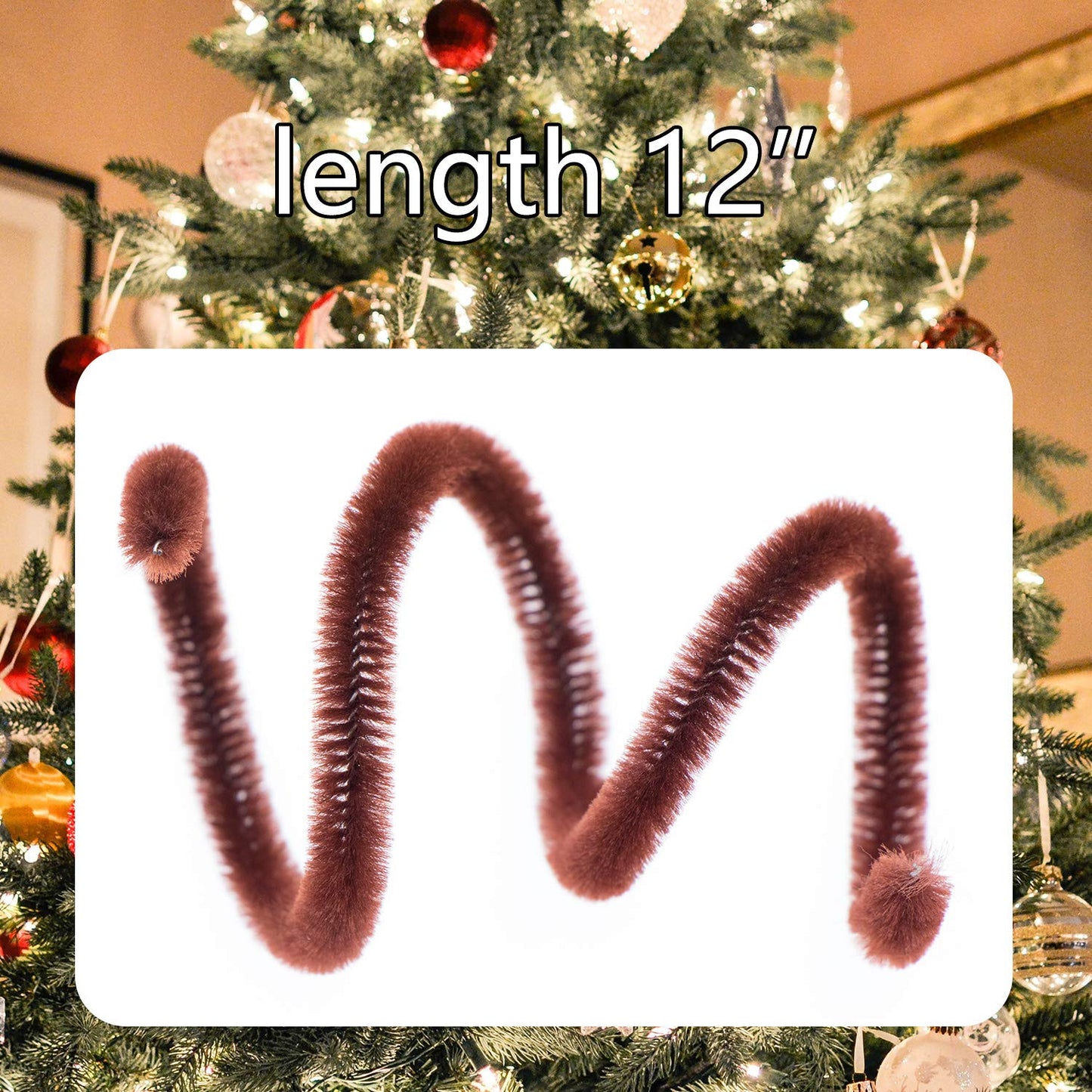Waycreat 200 Pieces Pipe Cleaners Brown Chenille Stem for DIY Art Craft Decorations (6mm x 12 Inch)