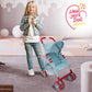 Baby Doll Stroller For Toddler Girls & Big Kids 6-8 Years Old | 28” Baby Stroller For Dolls, Toy Baby Stroller With Cute Ligh Denim Fabric, Mesh Storage Basket, Canopy, Handle Grips, Swivel Wheels