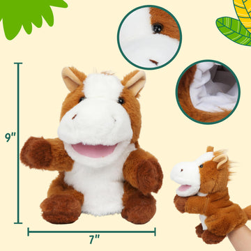 Easfan Horse Hand Puppet With Movable Mouth Interactive Storytelling Cute Soft Plush Toy Creativity And Imagination Easter Chris