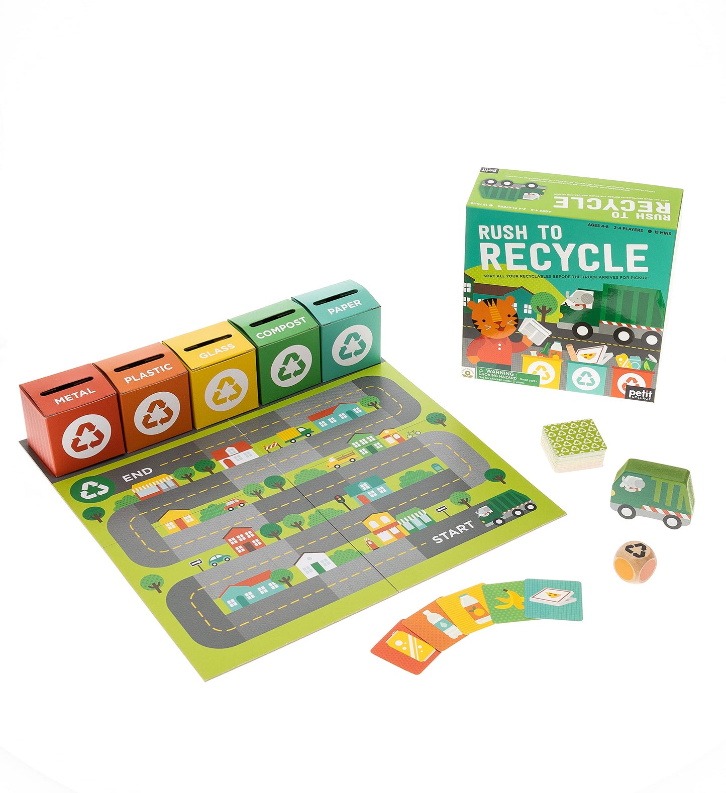 Petit Collage: Rush To Recycle | Teach Kids About Recycling| Sort All The Recyclibles Before The Truck Comes | Made With Recycled Card And Vegetable Inks