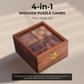 Ajuny 4-In-1 Wooden Puzzle Box - 3D Puzzles & Brain Teaser Games For Adults, Wooden Puzzles, Logic Iq Brain Games, Rustic Decor, Unique Gift For Christmas & Birthday