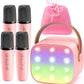 Yll Mini Karaoke Machine For Kids Adults: Portable Loud Speaker With 4 Wireless Microphones -Popular Easter Birthday Party Gifts For Girls Boys 3, 4, 5, 6, 7, 8, 9, 10+ Year Old Toys (Pink-4 Mics)