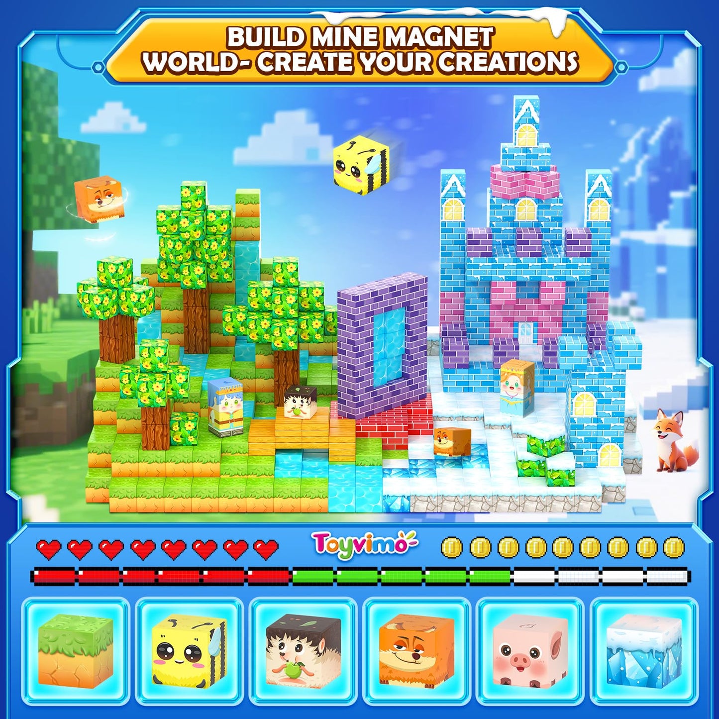 Magnetic Blocks 150PCS Magnet Building Blocks Girls Boys Toys Ages 3-5 6-8 10-12 STEM Building Kids Toys  Build Mine Magnet World Educational Gift for Boys and Girls Ages 3+