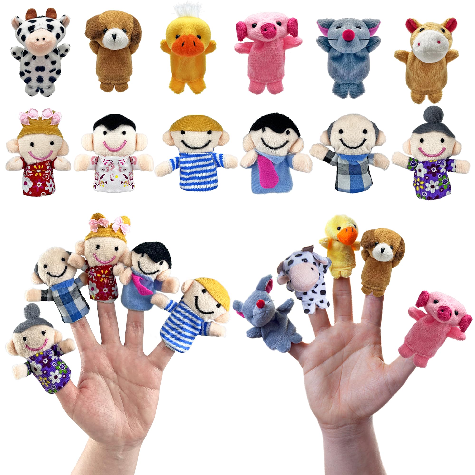 12 PCS Finger Puppets Set Mini Stuffed Animals Finger Puppet for ...