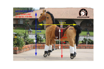 Medallion - My Pony Ride On Real Walking Horse For Children 5 To 12 Years Old Or Up To 110 Pounds (Color Medium Brown Horse) For Boys And Girls
