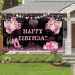 YinQin 180x120 cm Pink Gold Happy Birthday Backdrops Cloth 71x47 in. Birthday Photography Backgrounds Glitter Black Rose Gold Bi