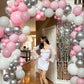 Felice Arts Birthday Baby Shower Balloon Arch Pink And White Different Size Balloons Garland Kit Latex Balloons Silver Chrome Balloons For Wedding Bridal Baby Shower Party Decoration